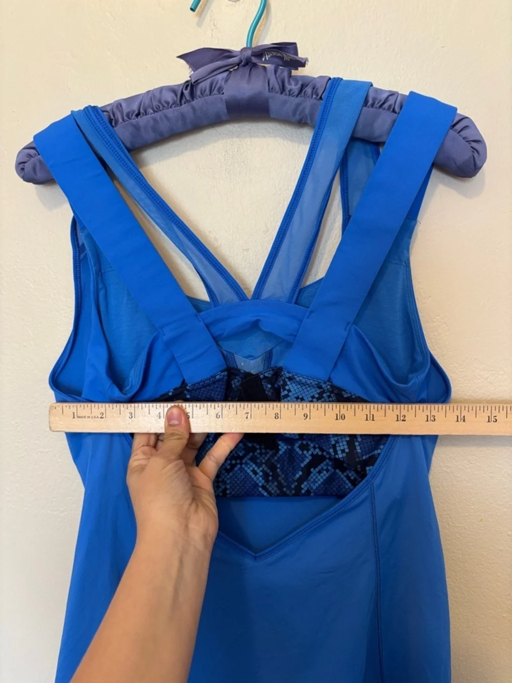 lululemon athletica Cobalt Blue Tank with Patterned Bra Insert